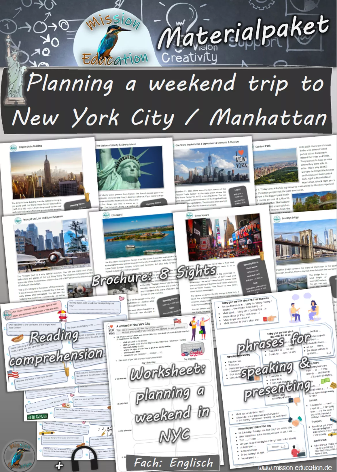 Bild in der Beschreibung des Unterrichtsmaterials New York City Sights: Ellis Island (Reading/Listening/Questions) #Silvesterknaller24 von Mission Education #1