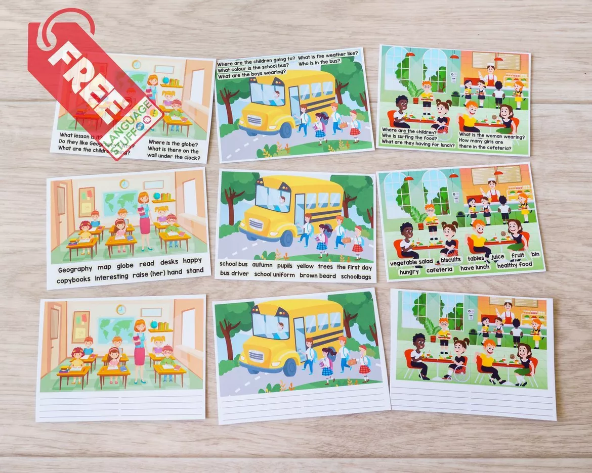 Bild in der Beschreibung des Unterrichtsmaterials School description cards von Language Stuff #1