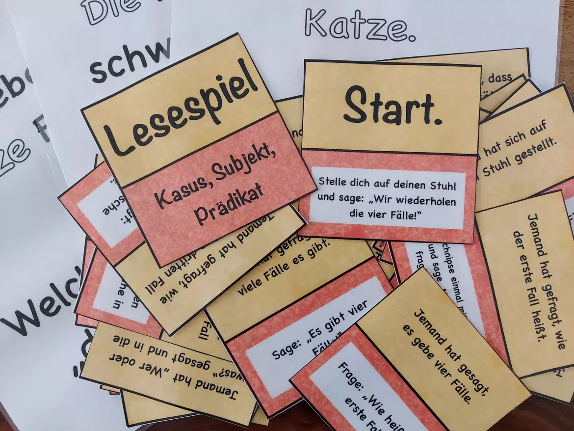 Bild in der Beschreibung des Unterrichtsmaterials Lesespiel Kasus Subjekt Prädikat von lehrKRAFT #1
