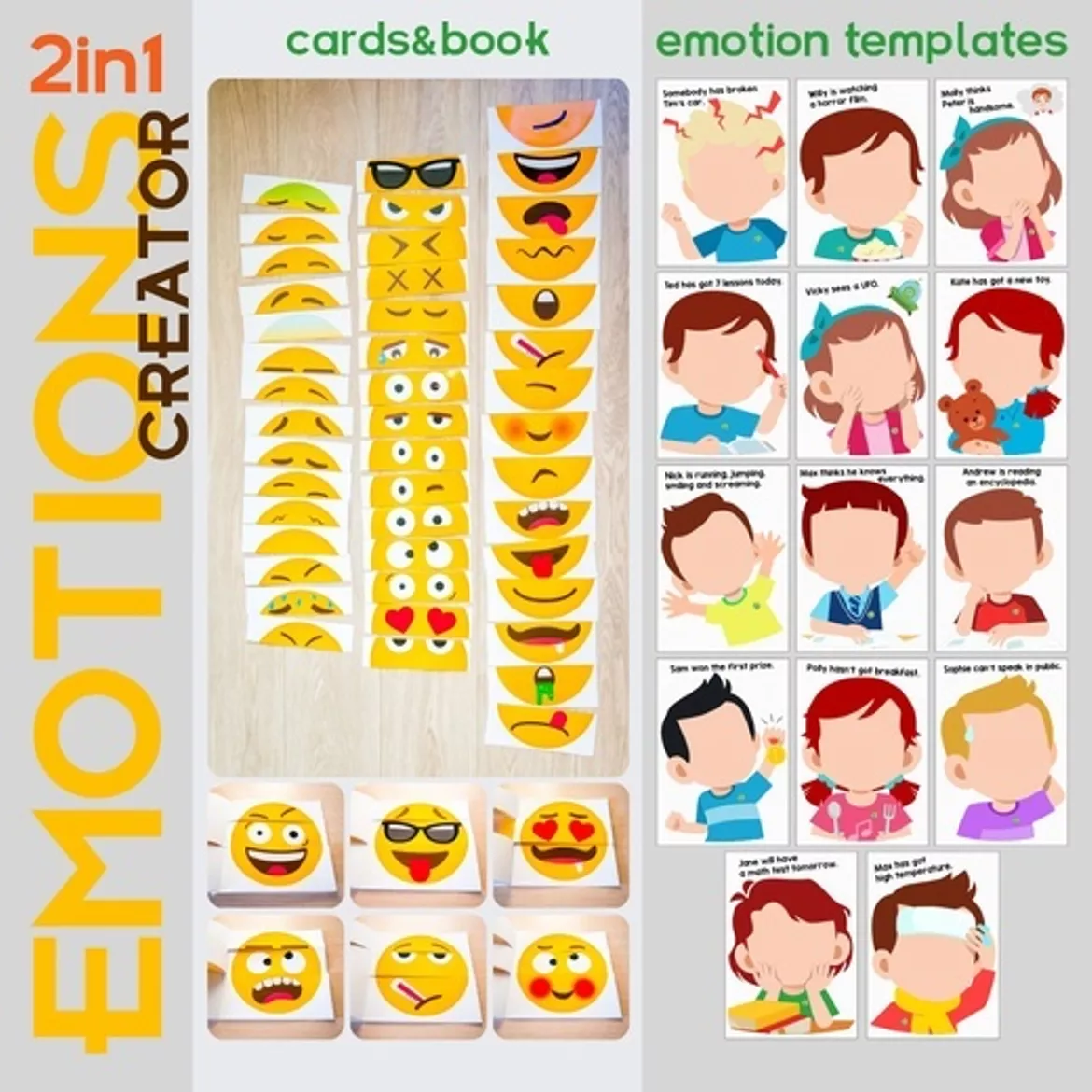 Bild in der Beschreibung des Unterrichtsmaterials Emotions Creator 2 in1 von Language Stuff #1