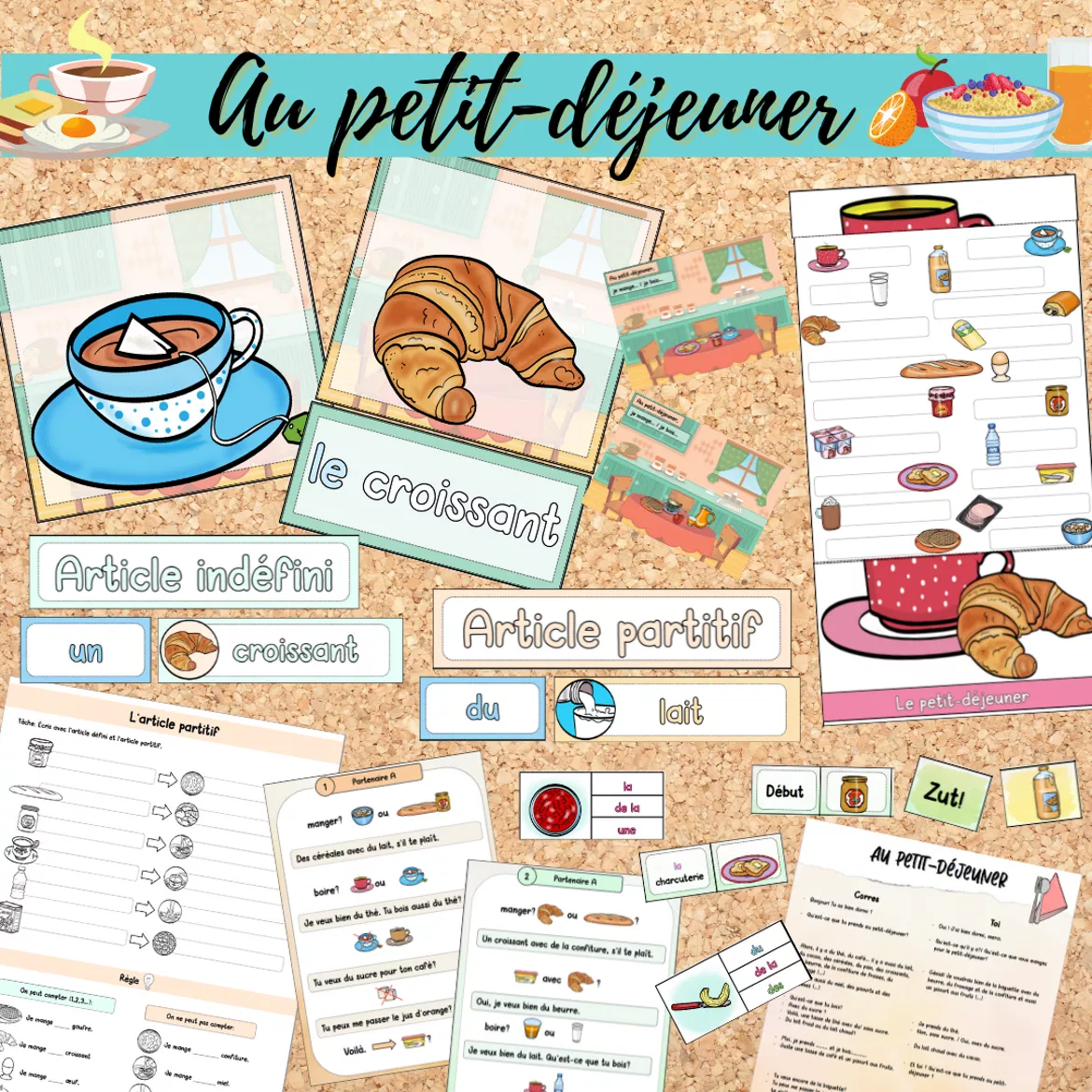 Bild in der Beschreibung des Unterrichtsmaterials Materialpaket: Au petit-déjeuner/ Article partitif (Teilungsartikel) von Mme_Sie #1