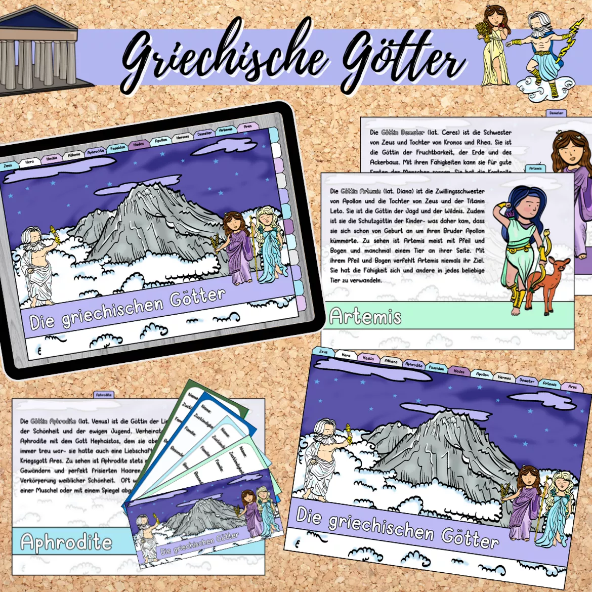 Bild in der Beschreibung des Unterrichtsmaterials Materialpaket: Griechische Götter (Mythologie) von Mme_Sie #1