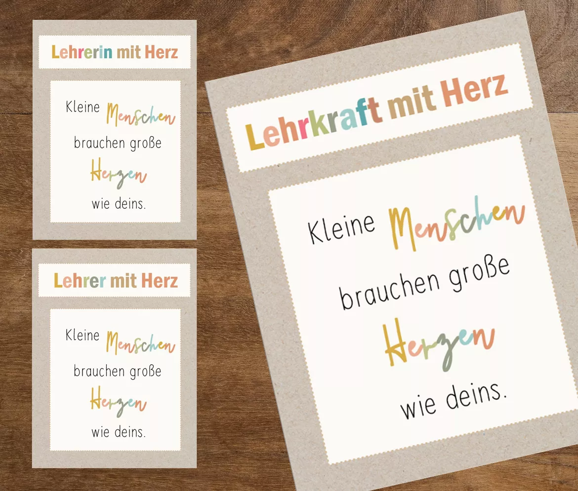 Bild in der Beschreibung des Unterrichtsmaterials Lehrkraft mit Herz - Postkarte von FreuleinBerg #1