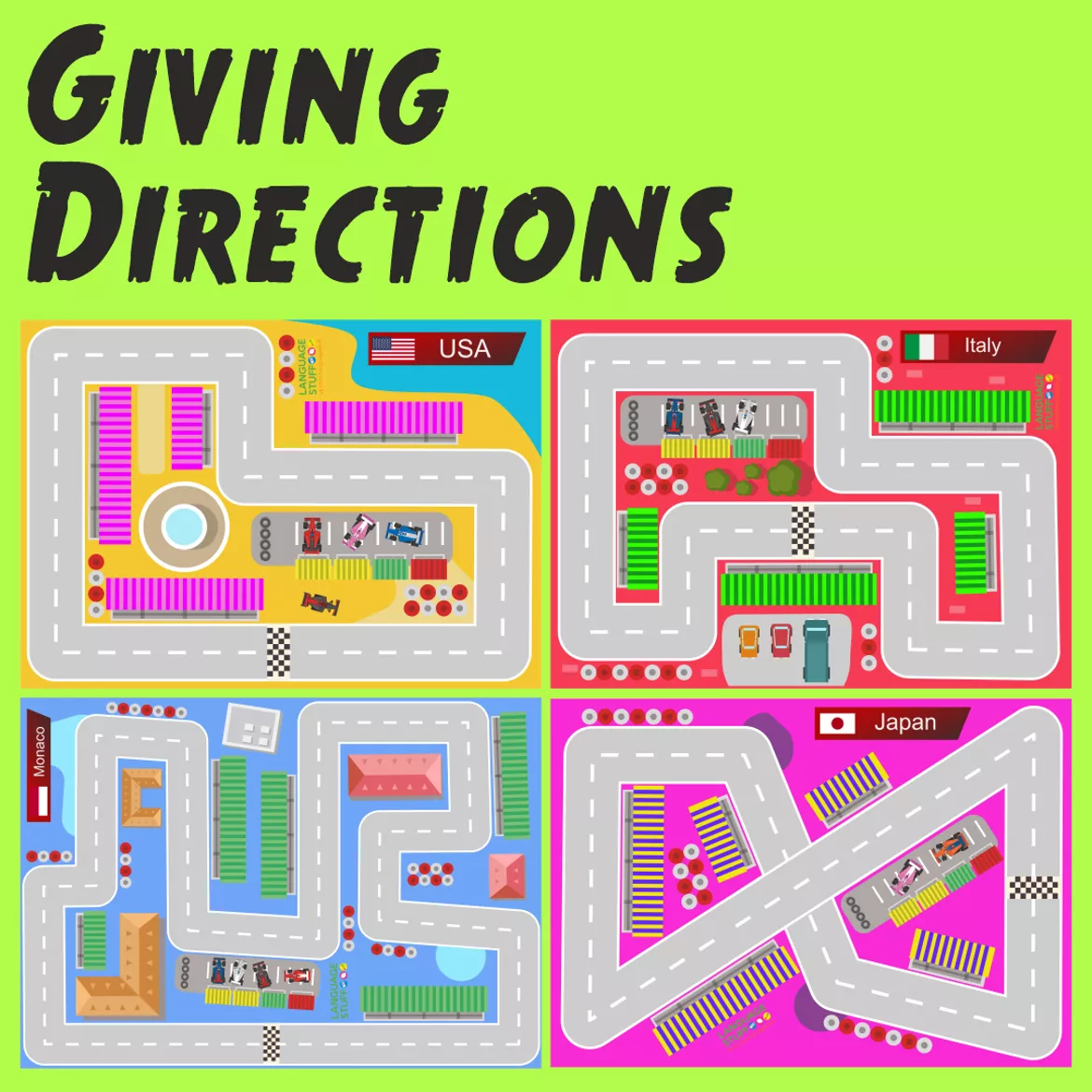Bild in der Beschreibung des Unterrichtsmaterials Giving Directions game von Language Stuff #1