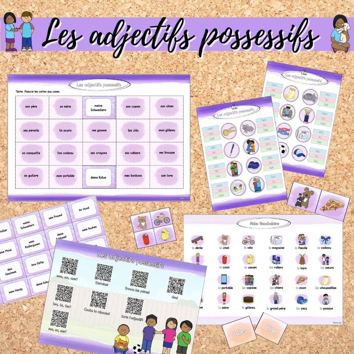 Bild in der Beschreibung des Unterrichtsmaterials Materialpaket: Les adjectifs possessifs (mon/ma/mes, ton/ta/tes, son/sa/ses) von Mme_Sie #4