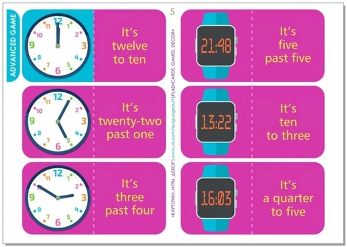 Bild in der Beschreibung des Unterrichtsmaterials Time domino 2in1 von Language Stuff #2