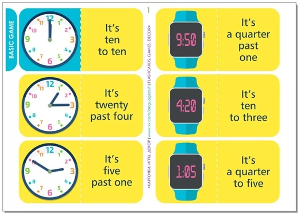 Bild in der Beschreibung des Unterrichtsmaterials Time domino 2in1 von Language Stuff #3