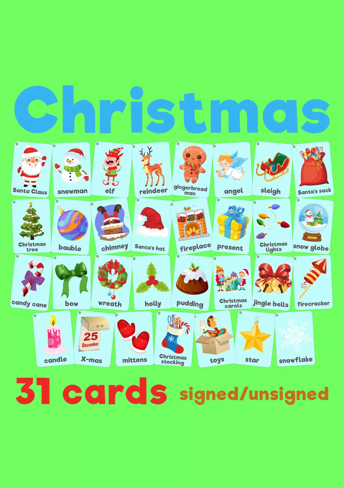 Bild in der Beschreibung des Unterrichtsmaterials Christmas Bundle 2in1 (flashcards+games) von Language Stuff #2