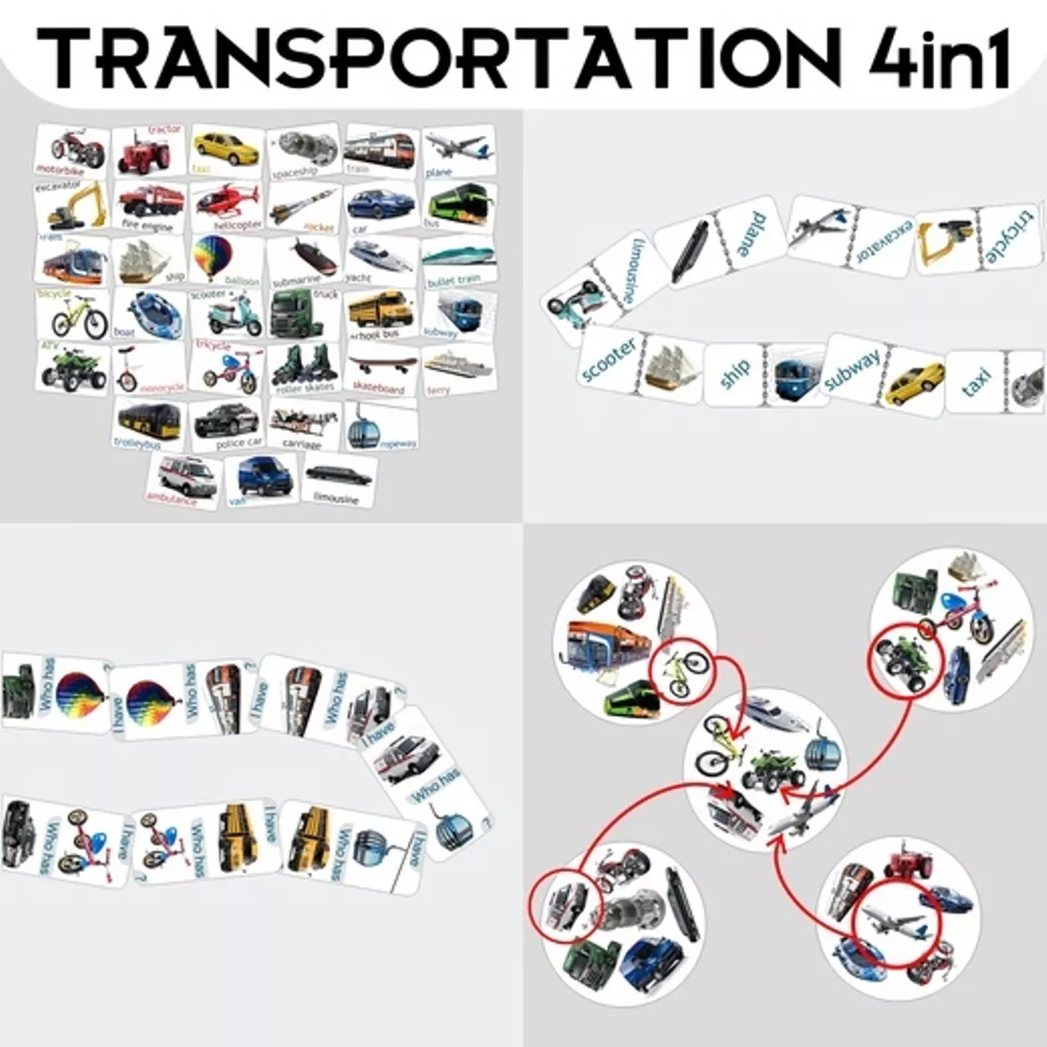 Bild in der Beschreibung des Unterrichtsmaterials Transportation 4 in 1 von Language Stuff #1