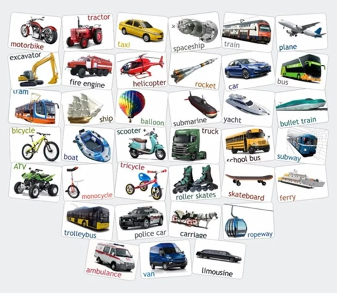 Bild in der Beschreibung des Unterrichtsmaterials Transportation 4 in 1 von Language Stuff #4