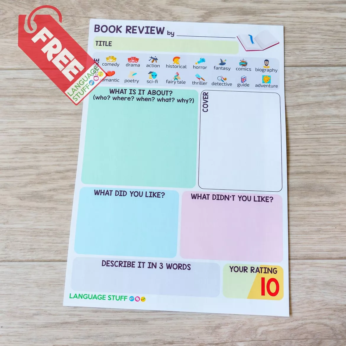 Bild in der Beschreibung des Unterrichtsmaterials Book review template von Language Stuff #1