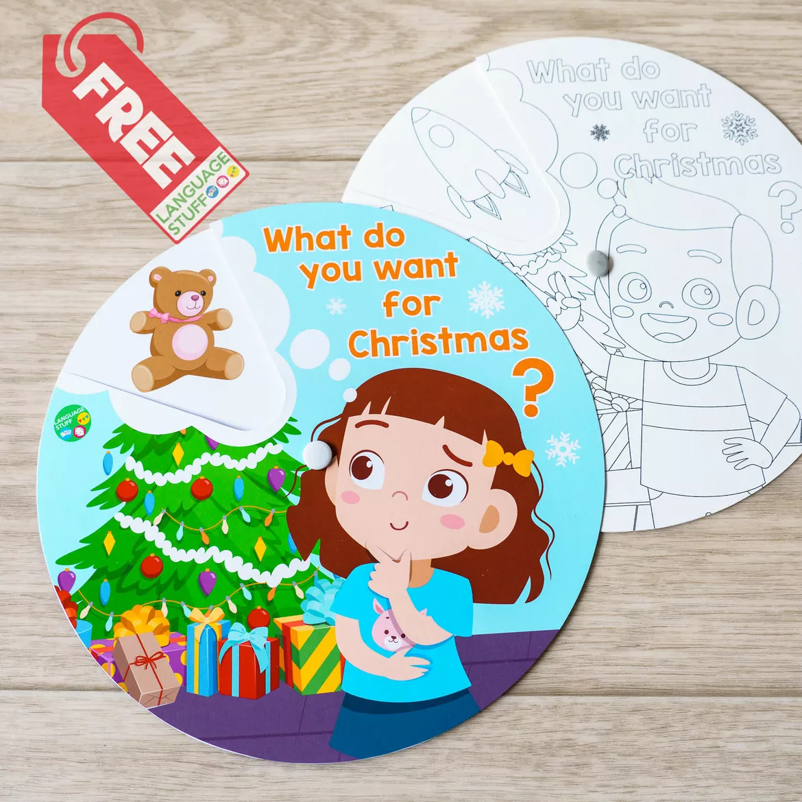 Bild in der Beschreibung des Unterrichtsmaterials What do you want for Christmas Wheel von Language Stuff #1