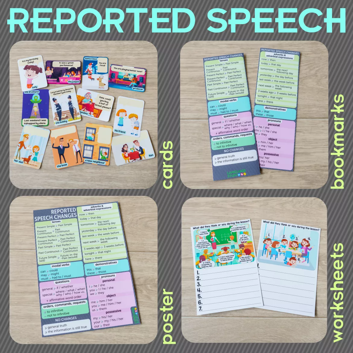 Bild in der Beschreibung des Unterrichtsmaterials Reported Speech 4in1 von Language Stuff #1