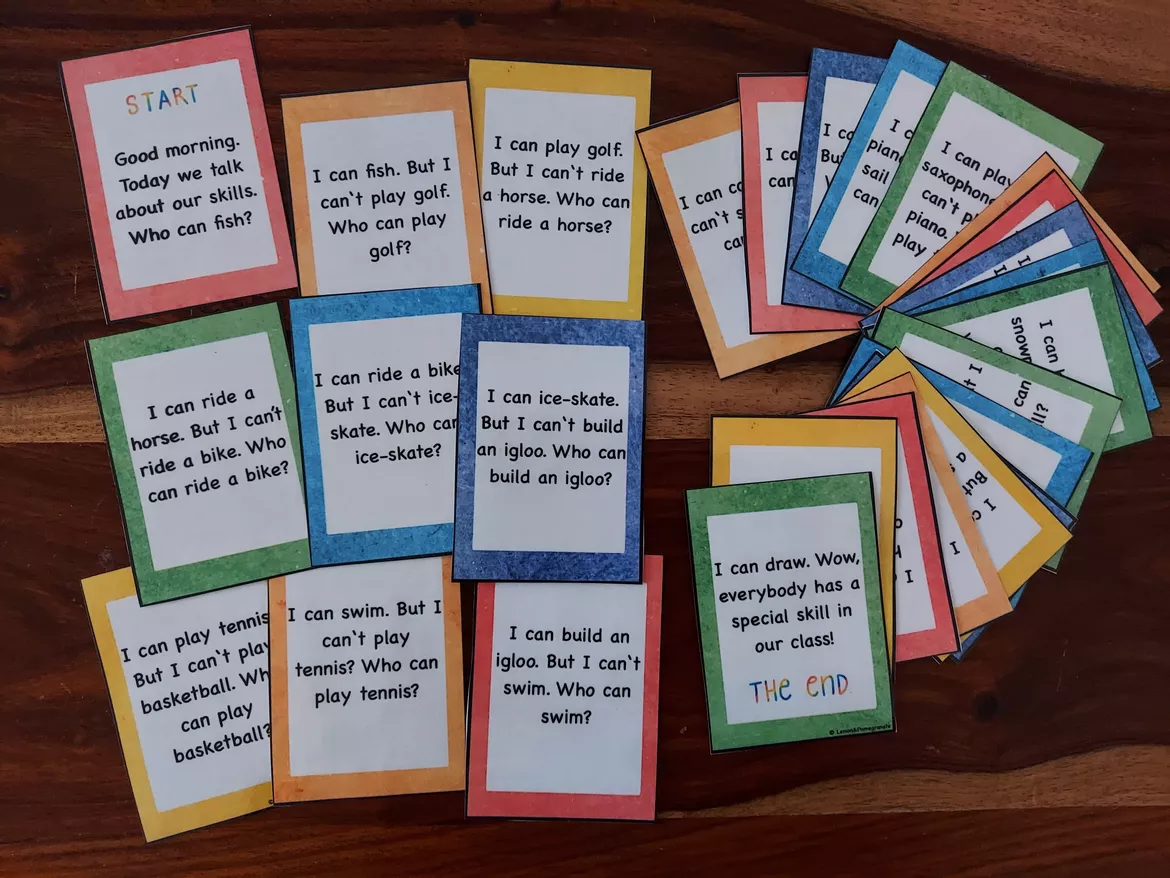Bild in der Beschreibung des Unterrichtsmaterials reading game "I can/can