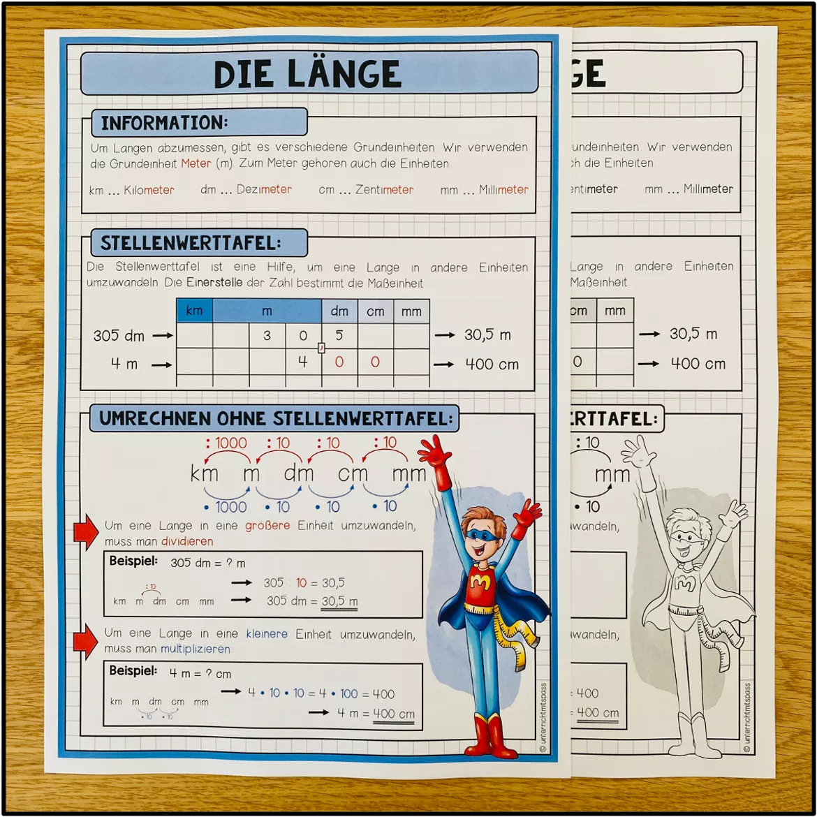 Bild in der Beschreibung des Unterrichtsmaterials GRÖßEN UND MAßEINHEITEN - Länge (Poster + Merkblatt) von Unterrichtmitspass #1