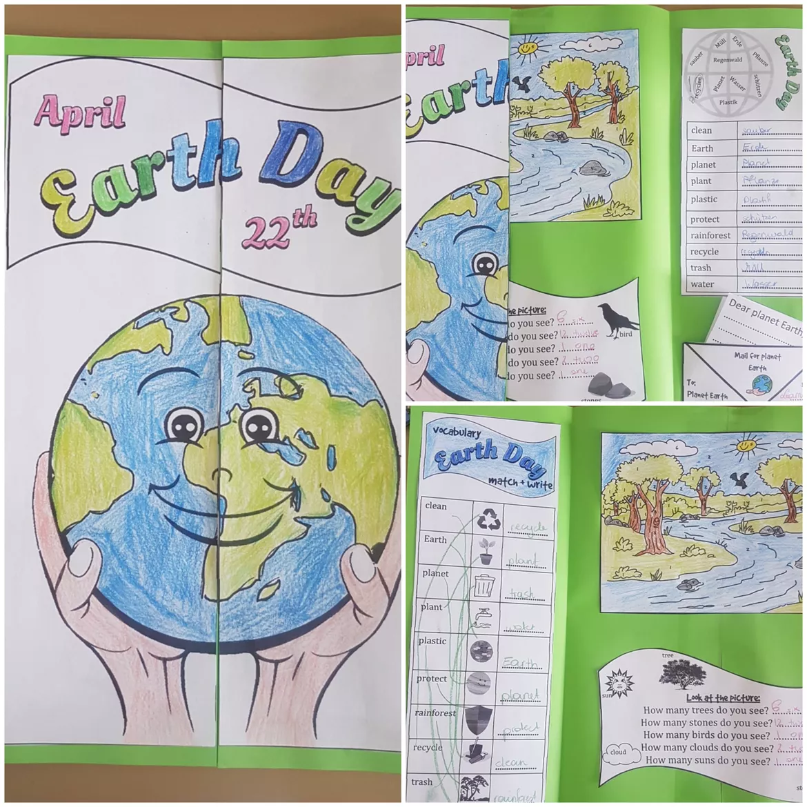 Bild in der Beschreibung des Unterrichtsmaterials Earth day – lapbook 3-fach differenziert #TimeForClimateAction von Learning Bee #1