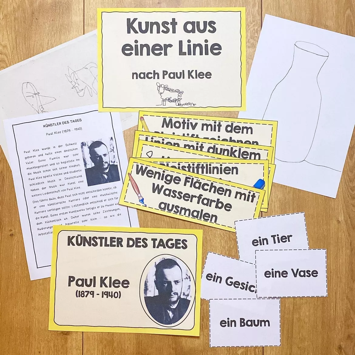 Bild in der Beschreibung des Unterrichtsmaterials Kunst aus einer Linie (nach Paul Klee) von Lernketchup #1