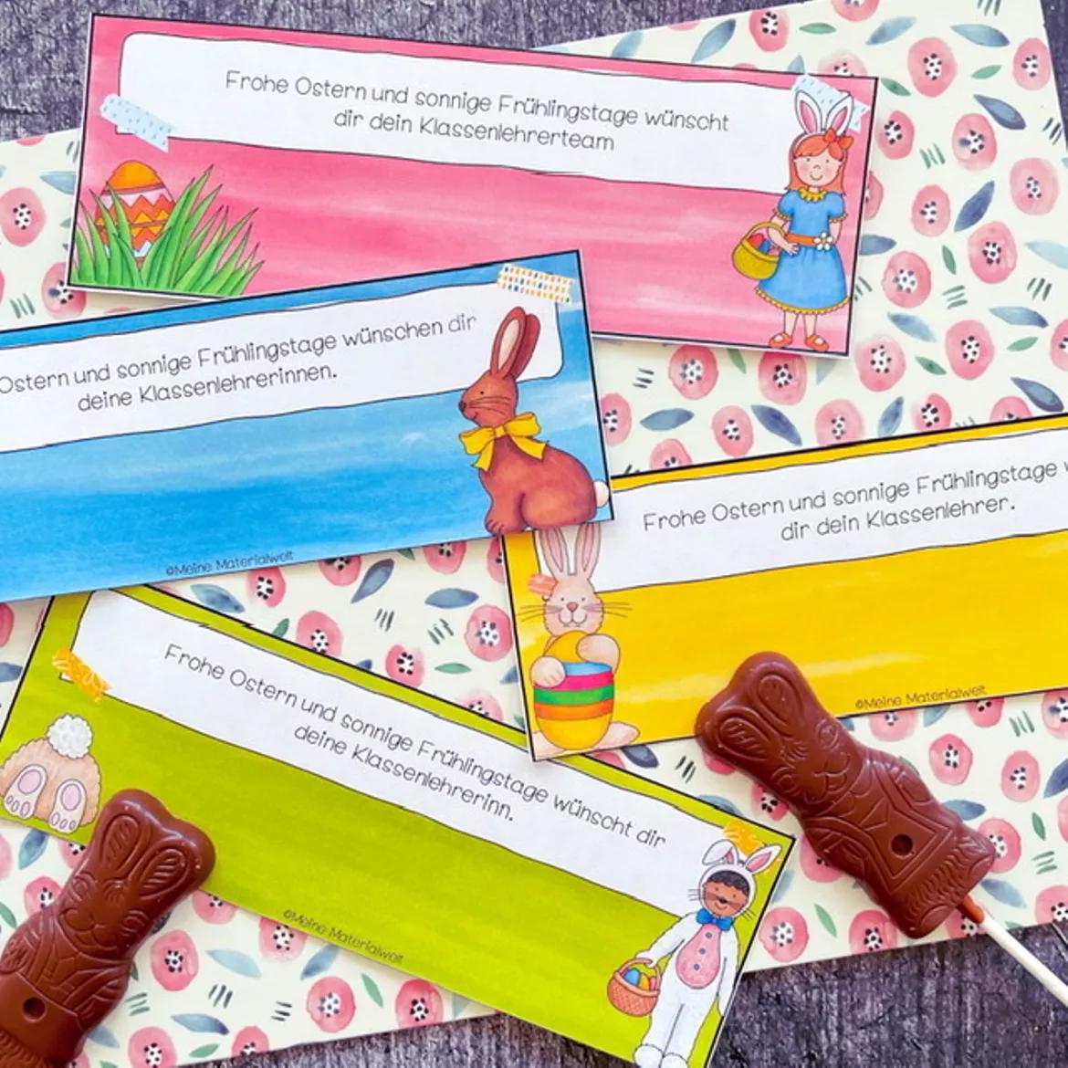 Bild in der Beschreibung des Unterrichtsmaterials Ostergruß für Schokolollies / Feriengruß Ostern von Meine Materialwelt #1