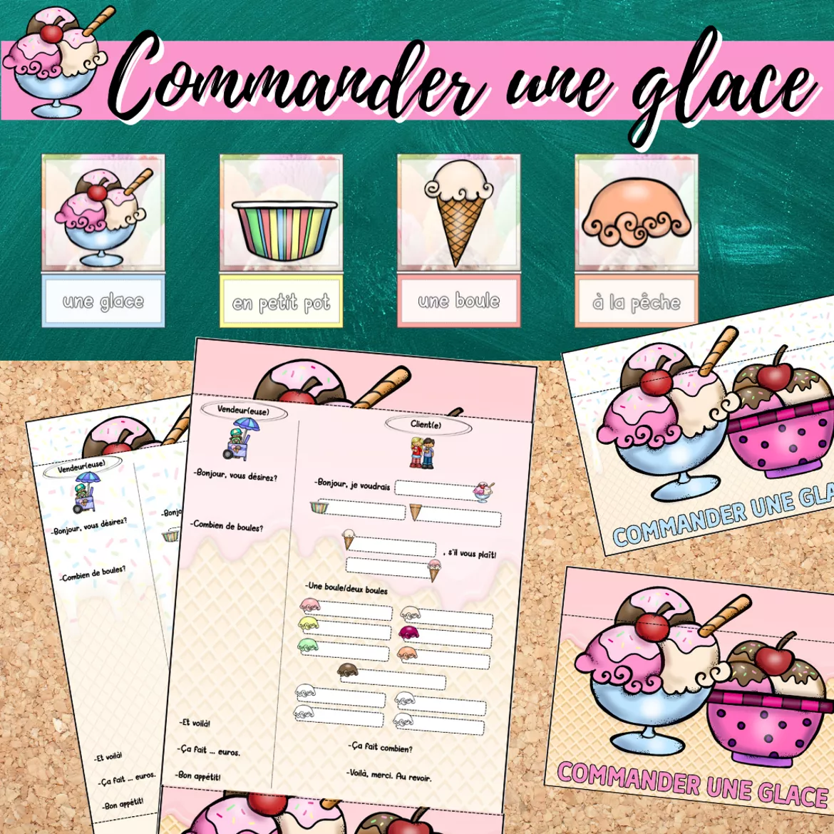 Bild in der Beschreibung des Unterrichtsmaterials Bild-und Wortkarten/ Dialogheft: Commander une glace von Mme_Sie #2