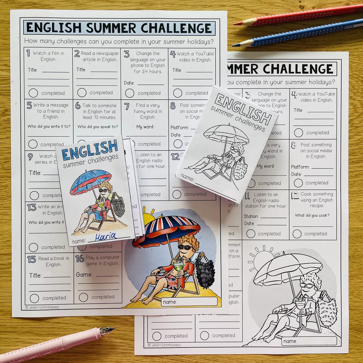 Bild in der Beschreibung des Unterrichtsmaterials ENGLISH SUMMER CHALLENGES (Faltheft + Worksheet) von Unterrichtmitspass #1