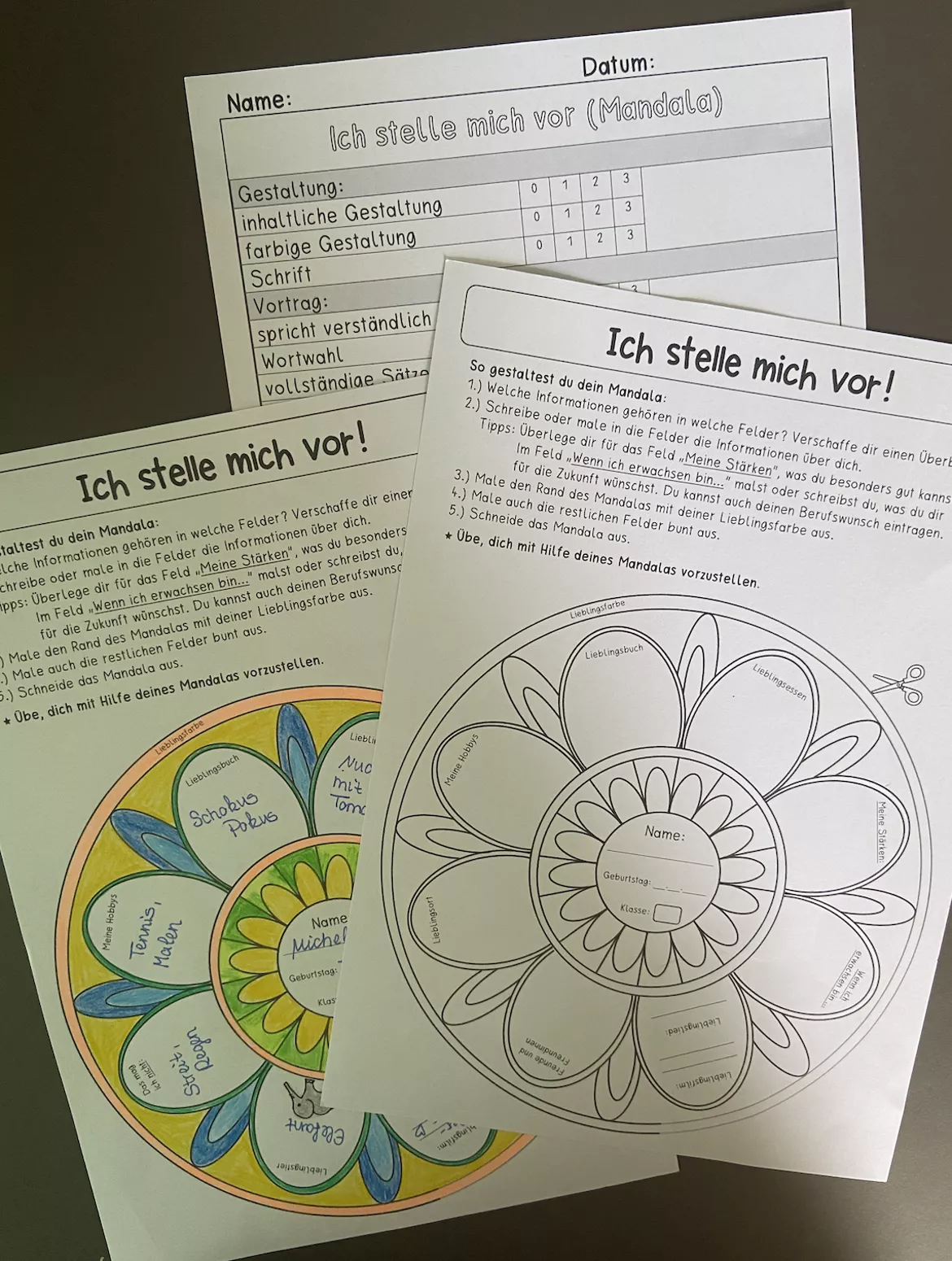 Bild in der Beschreibung des Unterrichtsmaterials Steckbrief zum Schulanfang (Mandala) von Becky #1