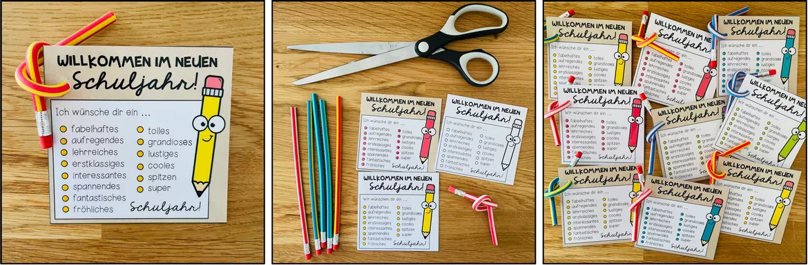 Bild in der Beschreibung des Unterrichtsmaterials Willkommensgruß / Willkommensgeschenk für den Schulanfang (für biegbare Stifte geeignet) von Unterrichtmitspass #1