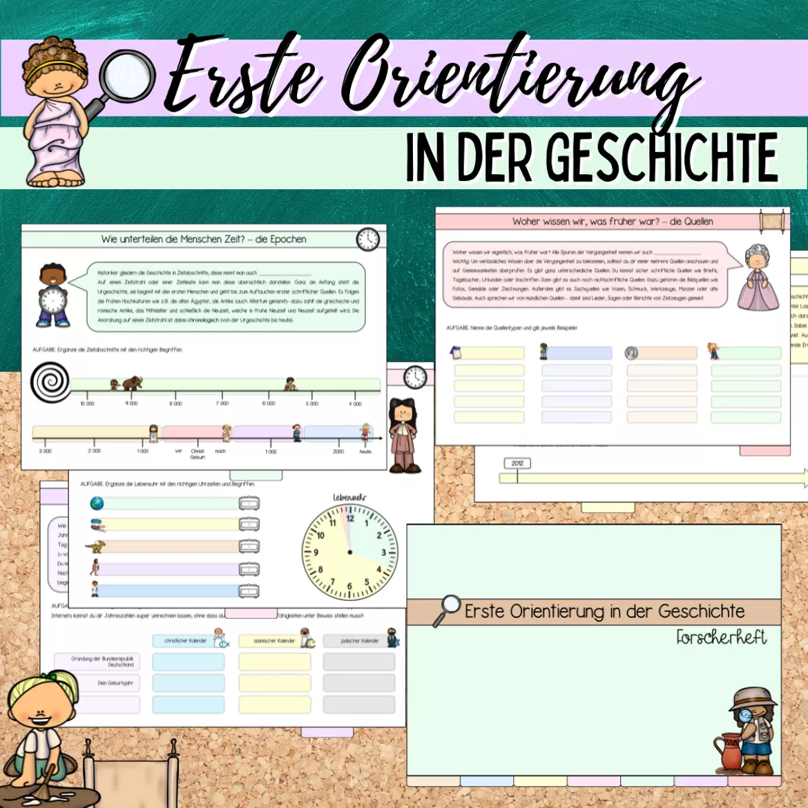 Bild in der Beschreibung des Unterrichtsmaterials Forscherheft/Lernkartei: Erste Orientierung in der Geschichte von Mme_Sie #1
