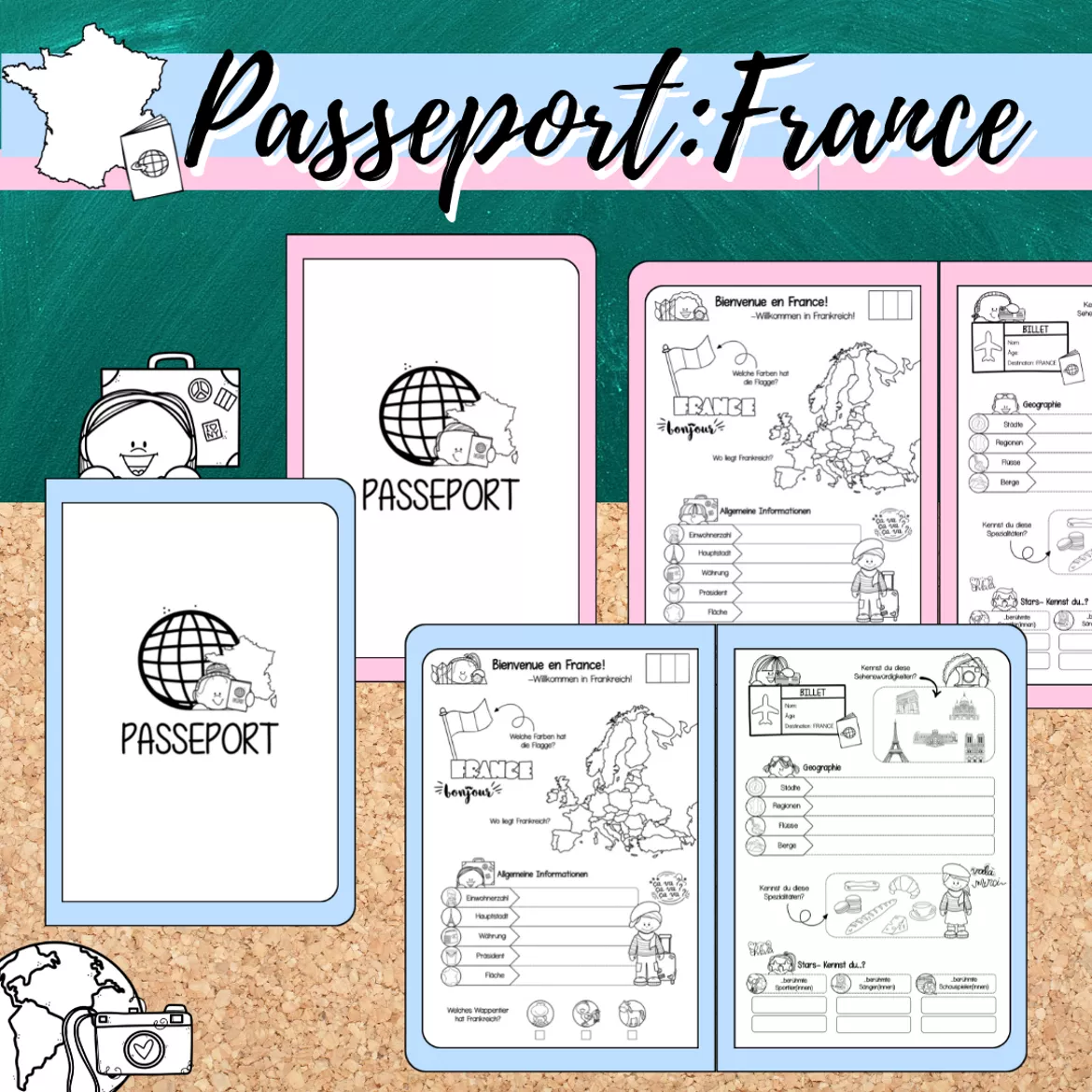 Bild in der Beschreibung des Unterrichtsmaterials Landeskunde: Passeport "France" (Arbeitsheft) von Mme_Sie #1
