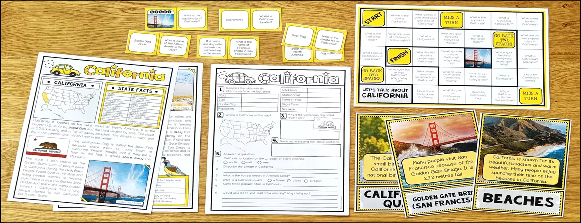 Bild in der Beschreibung des Unterrichtsmaterials USA - California (Fact Sheets, Worksheets and Games) von Unterrichtmitspass #1