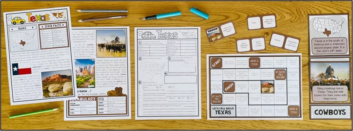 Bild in der Beschreibung des Unterrichtsmaterials USA - Texas (Fact Sheets, Worksheets and Games) von Unterrichtmitspass #1