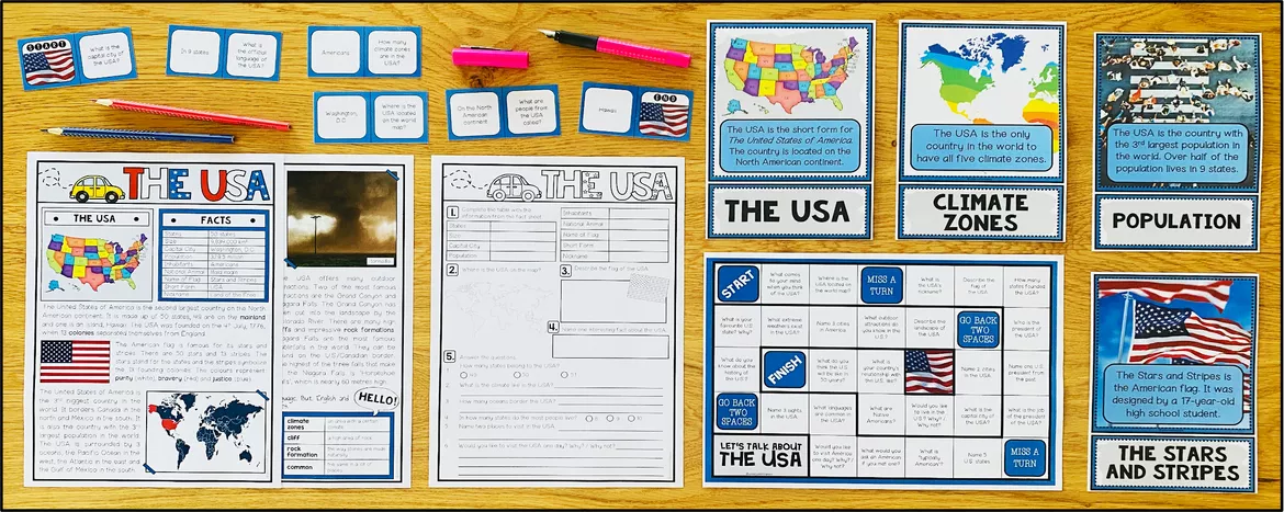 Bild in der Beschreibung des Unterrichtsmaterials The USA - (Fact Sheets, Worksheets and Games) von Unterrichtmitspass #1