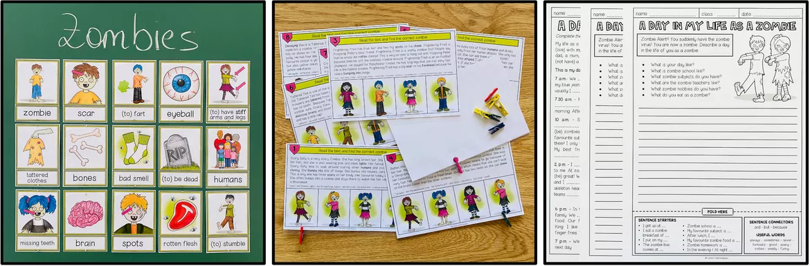Bild in der Beschreibung des Unterrichtsmaterials ZOMBIES - (Meet the Zombie Gang) - ENGLISH BUNDLE von MyTeachingFactory #1