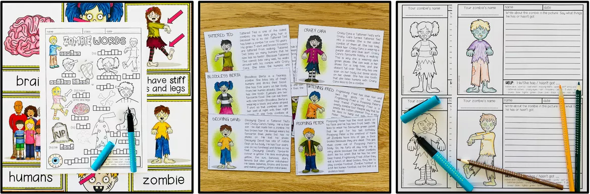 Bild in der Beschreibung des Unterrichtsmaterials ZOMBIES - (Meet the Zombie Gang) - ENGLISH BUNDLE von MyTeachingFactory #2