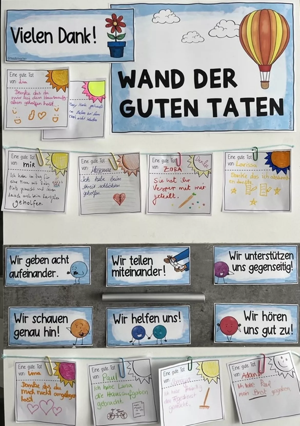 Bild in der Beschreibung des Unterrichtsmaterials Gute Taten Wand 🫱🏼🫲🏾 - Mutmacher soziales Lernen "Wand der guten Taten" von Doodleteacher #5