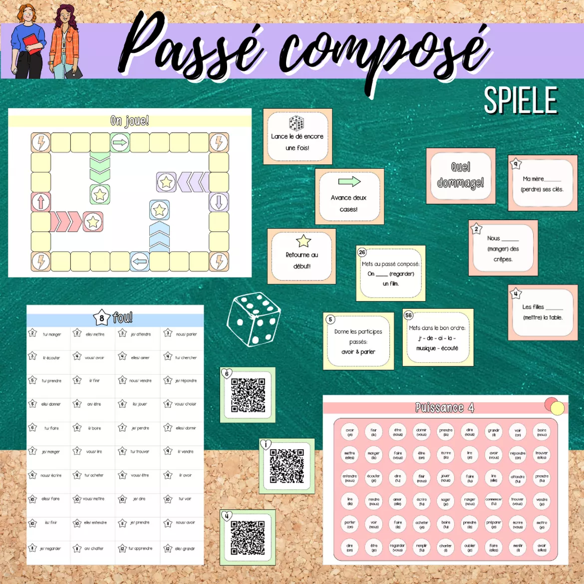 Bild in der Beschreibung des Unterrichtsmaterials Spielesammlung: Passé composé avec "avoir" (Jeux) von Mme_Sie #1