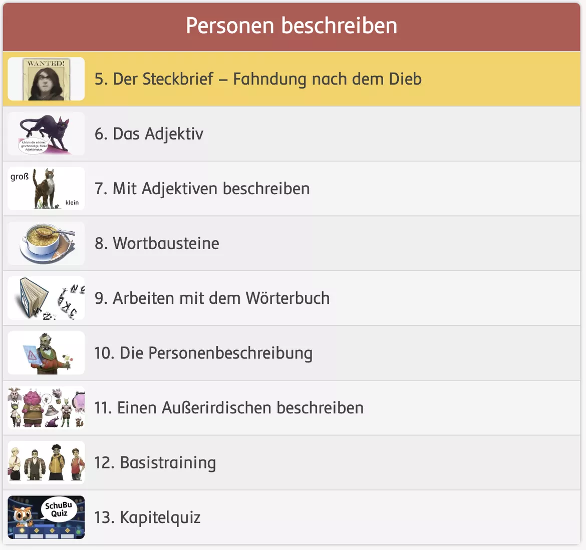 Bild in der Beschreibung des Unterrichtsmaterials Der Steckbrief – Fahndung nach dem Dieb (interaktiv) von SchuBu.digitaleSchulbücher #1