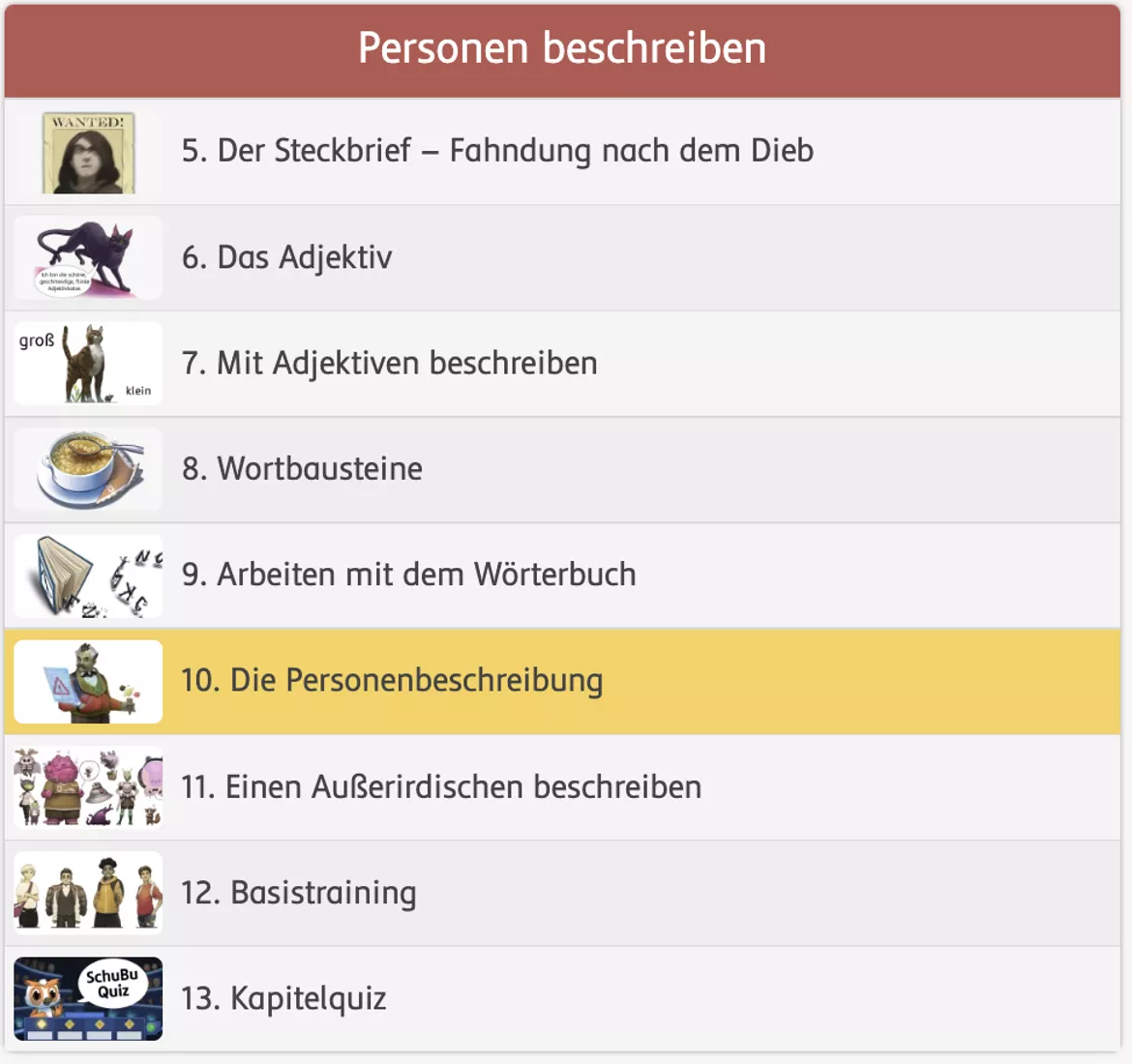 Bild in der Beschreibung des Unterrichtsmaterials Die Personenbeschreibung; Phantombild-Generator (interaktiv) von SchuBu.digitaleSchulbücher #1