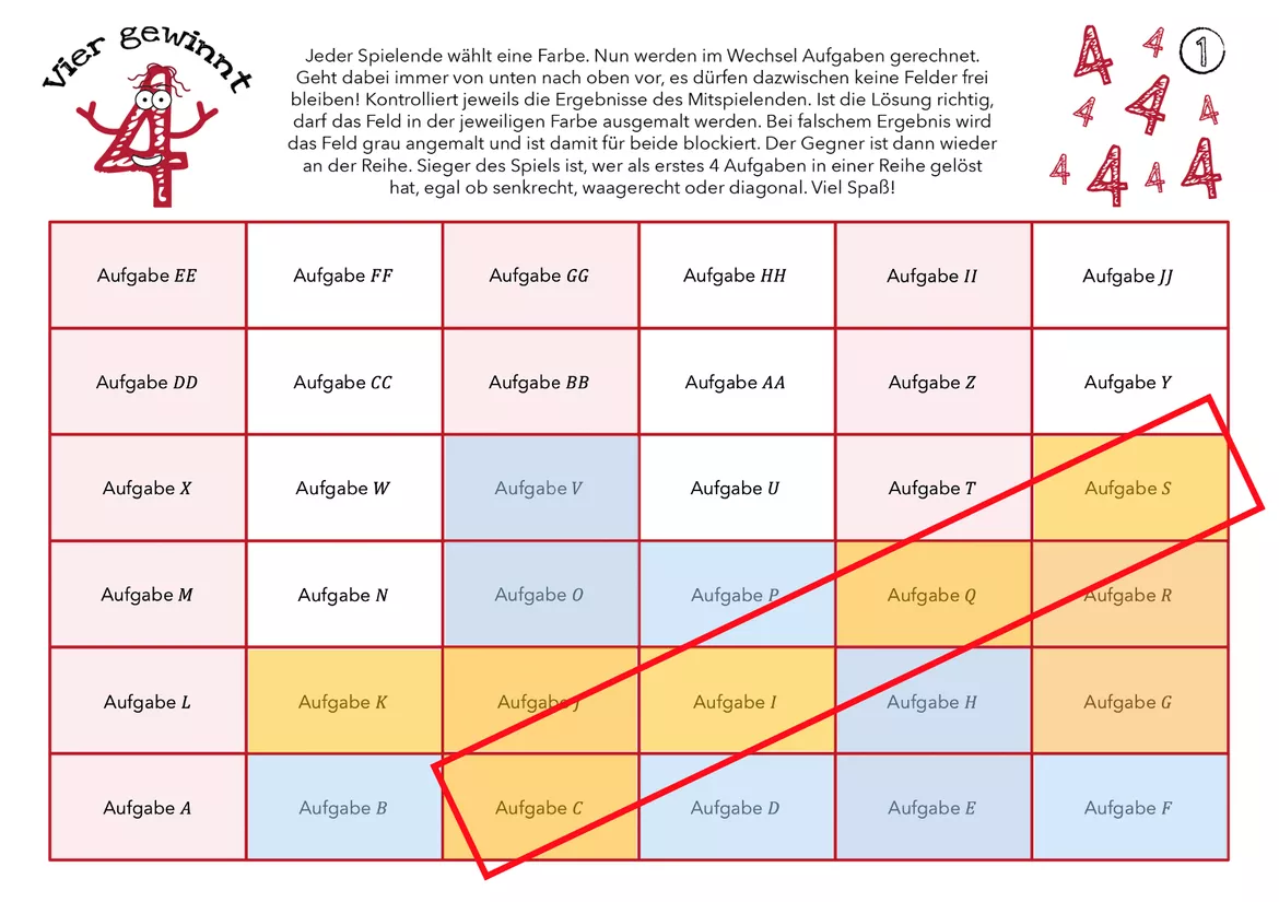 Bild in der Beschreibung des Unterrichtsmaterials Multiplikation rationaler Zahlen - Spiel (Vier gewinnt) von Wendys Design 🦋 #2