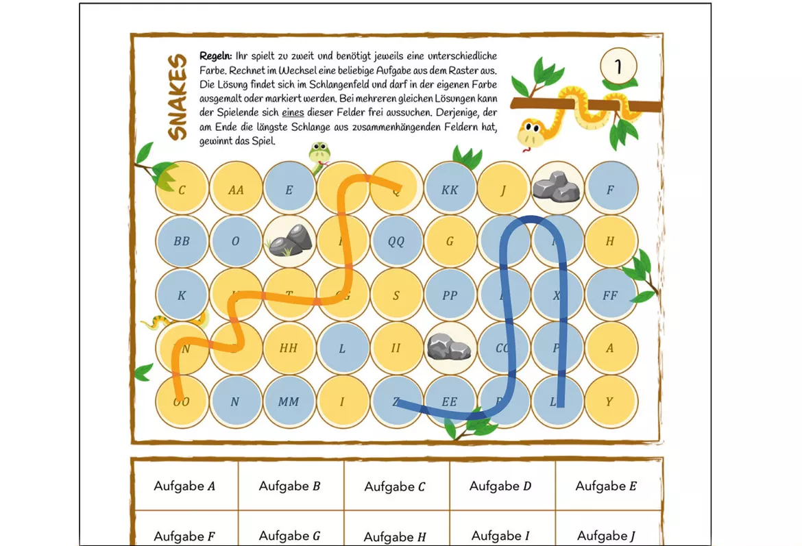 Bild in der Beschreibung des Unterrichtsmaterials Das kleine Einmaleins - Spiel (Snakes) von Wendys Design 🦋 #2