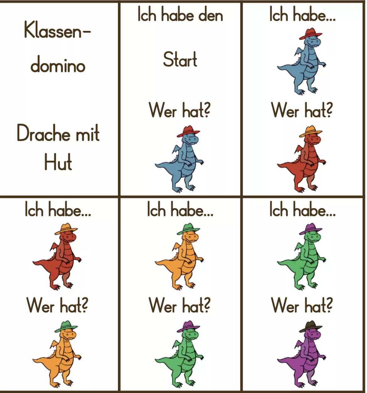 Bild in der Beschreibung des Unterrichtsmaterials Der, die, das Tiere - Klassendomino (9 Versionen) von Miss March #1