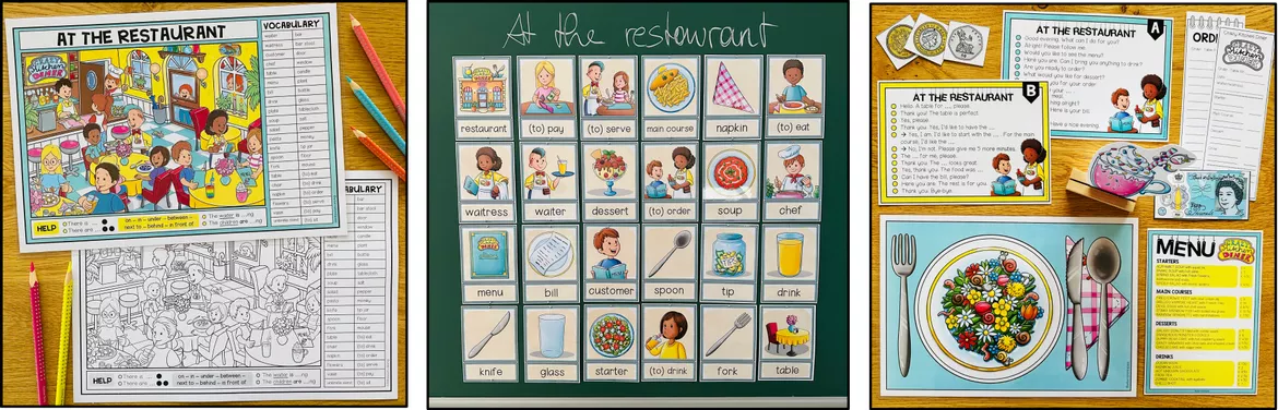 Bild in der Beschreibung des Unterrichtsmaterials At the restaurant – English Bundle (lesson plan included) von MyTeachingFactory #1