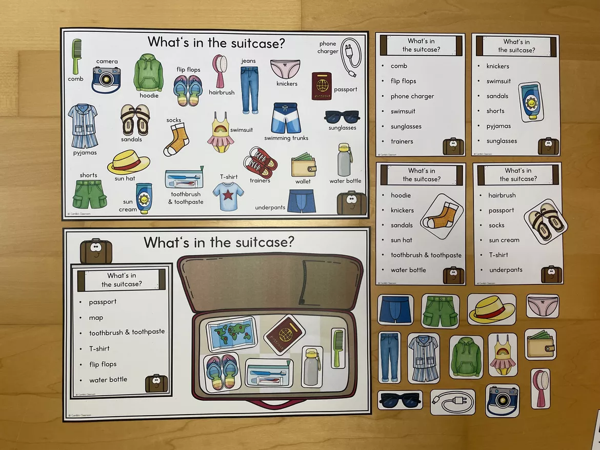 Bild in der Beschreibung des Unterrichtsmaterials What is in the suitcase? - Legematerial von Camilla