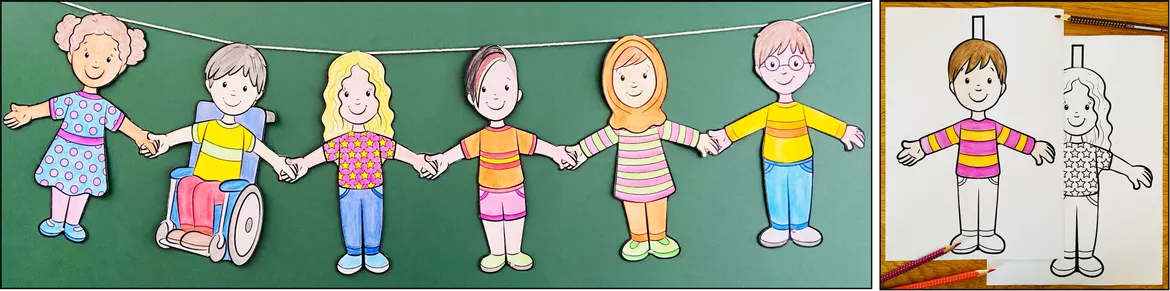 Bild in der Beschreibung des Unterrichtsmaterials Kinder-Girlande - Bastelprojekt von Unterrichtmitspass #1