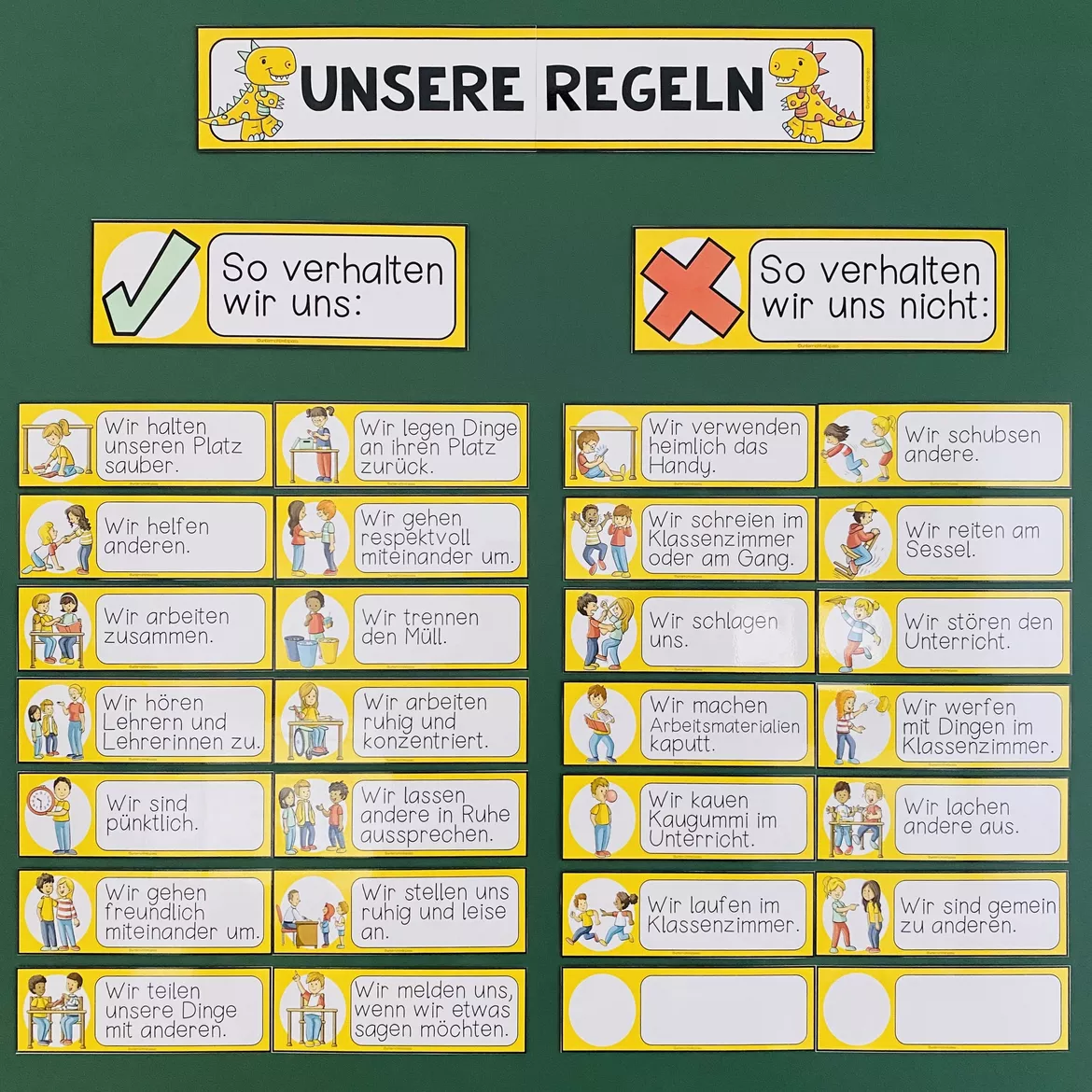 Bild in der Beschreibung des Unterrichtsmaterials VERHALTEN IN DER SCHULE (Klassenregeln) - Schilder / Tafelmaterial von Unterrichtmitspass #1