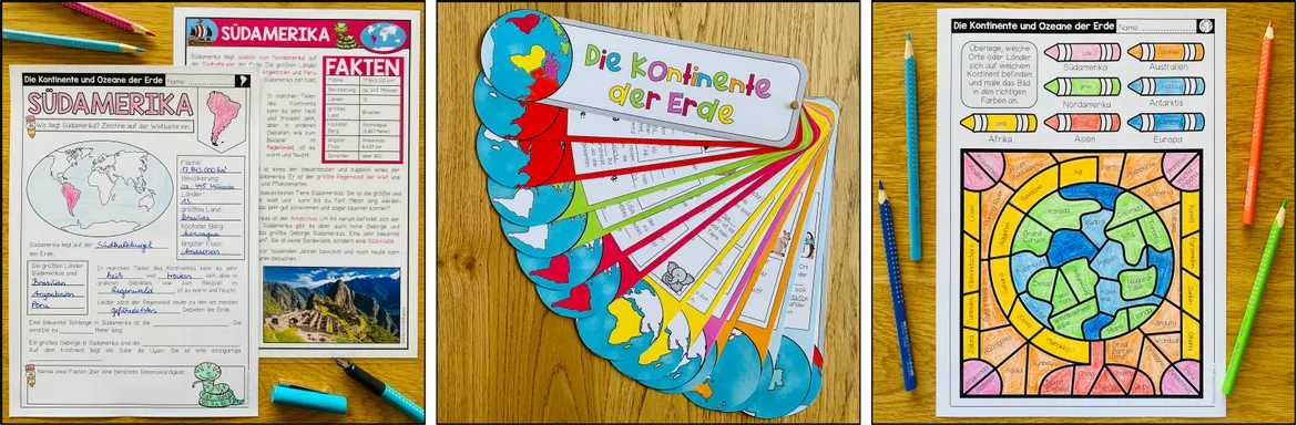 Bild in der Beschreibung des Unterrichtsmaterials KONTINENTE UND OZEANE DER ERDE - Materialpaket von Unterrichtmitspass #3