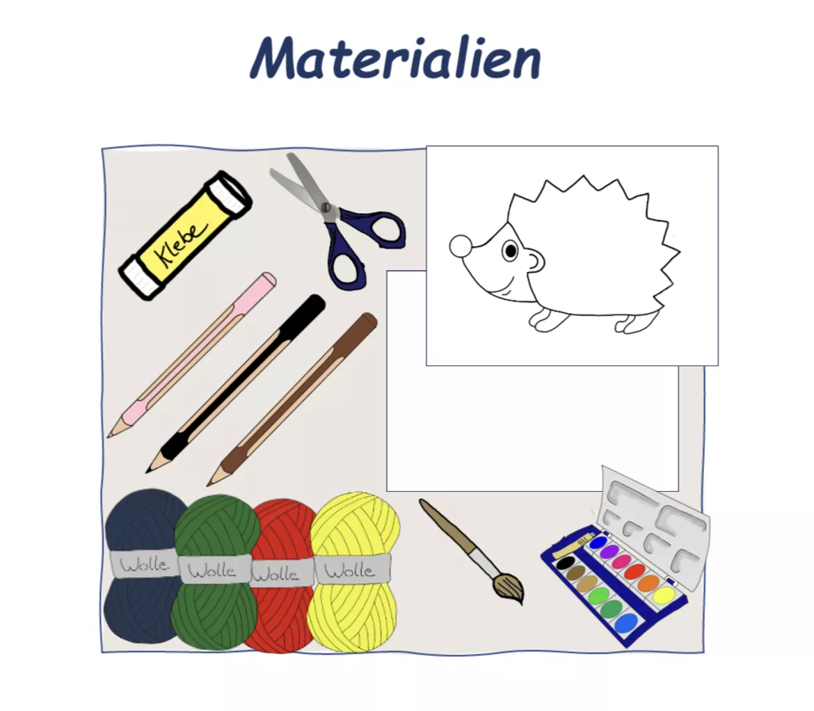 Bild in der Beschreibung des Unterrichtsmaterials Wolle-Igel Kunst Klasse 1-4 Digital Herbst Schritt für Schritt Anleitung von Bastelkuh #1