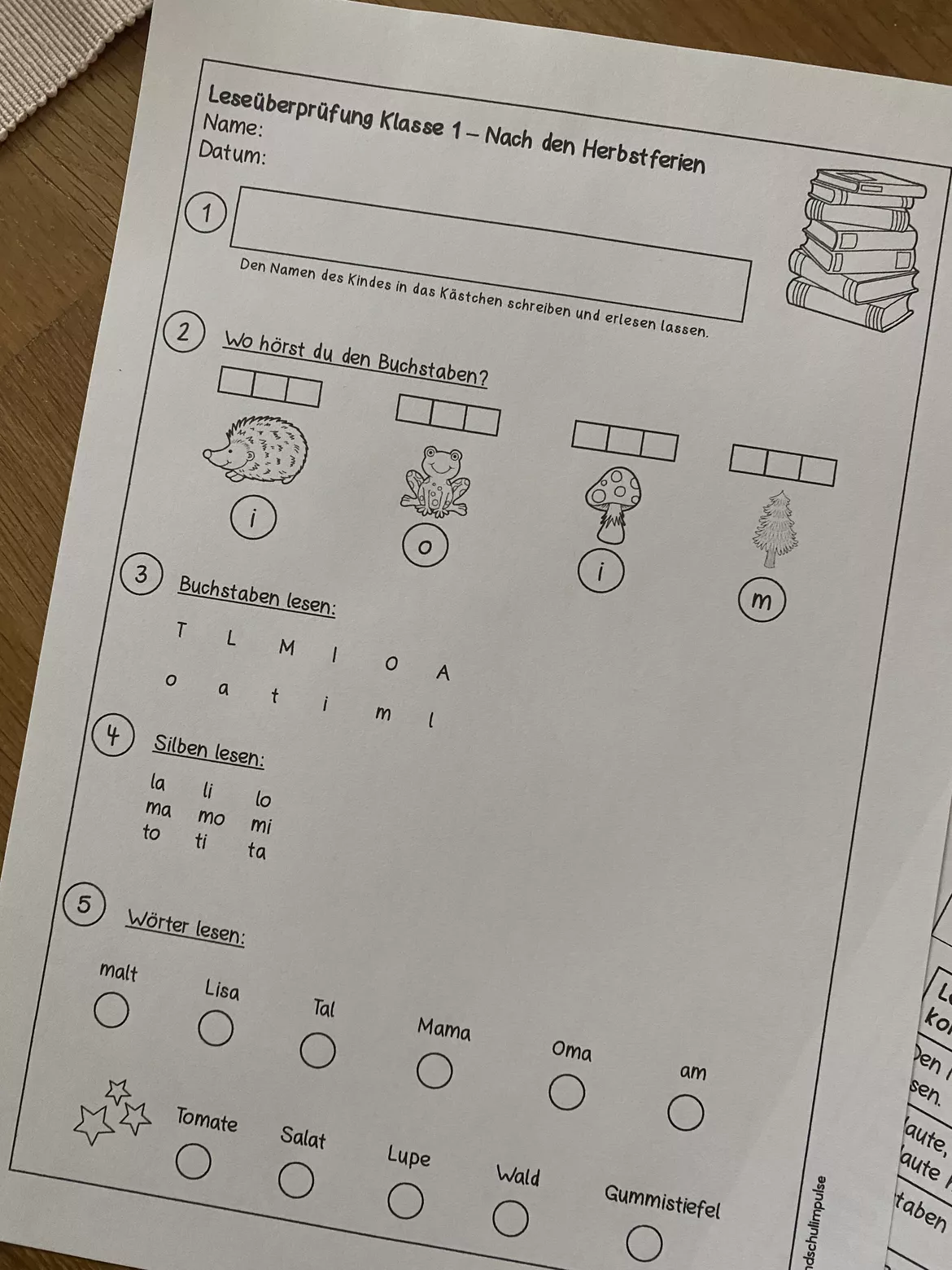 Bild in der Beschreibung des Unterrichtsmaterials Leseüberprüfung Klasse 1 (Herbstferien) inkl. Rückmeldung von Grundschulimpulse #1