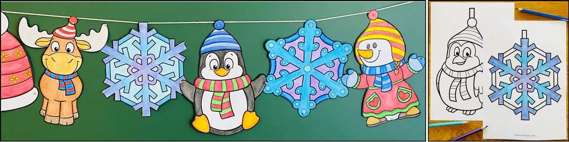 Bild in der Beschreibung des Unterrichtsmaterials Winter-Girlande - Bastelprojekt von Unterrichtmitspass #1
