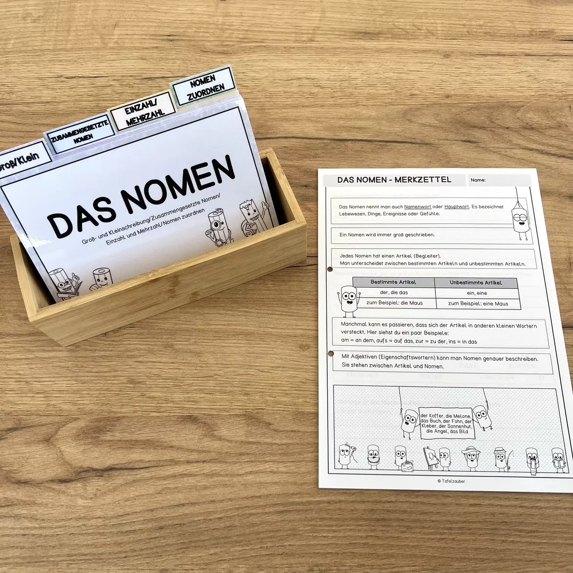 Bild in der Beschreibung des Unterrichtsmaterials Materialpaket Nomen (Kartei und Übungsheft) von Tafelzauber #1