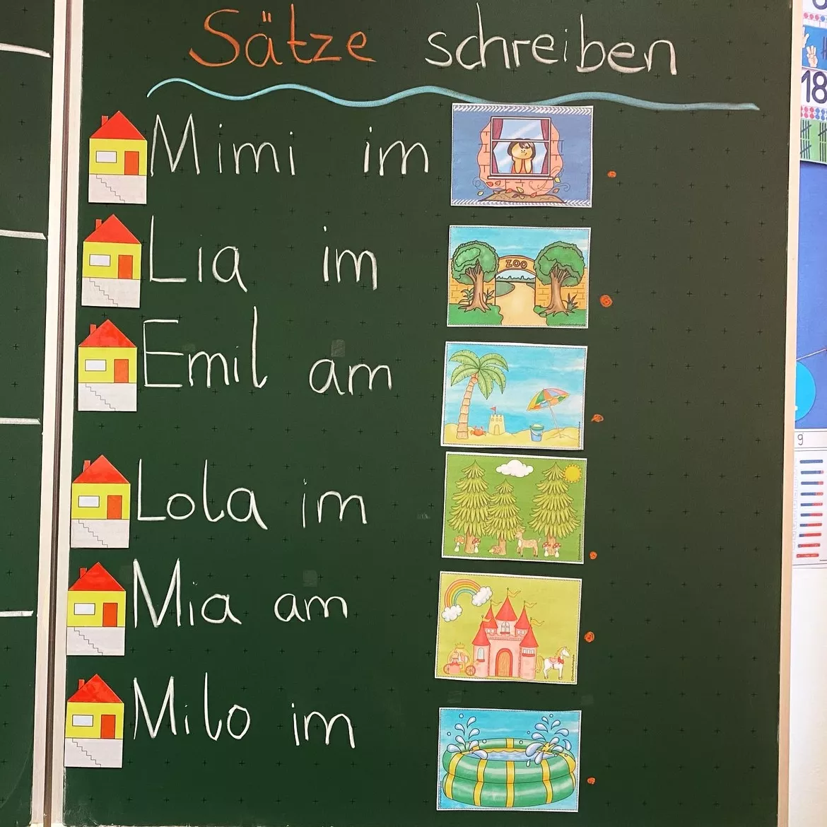 Bild in der Beschreibung des Unterrichtsmaterials Erste "Sätze" schreiben mit "im, am" (Klasse 1) - Bildkarten von Grundschulimpulse #1
